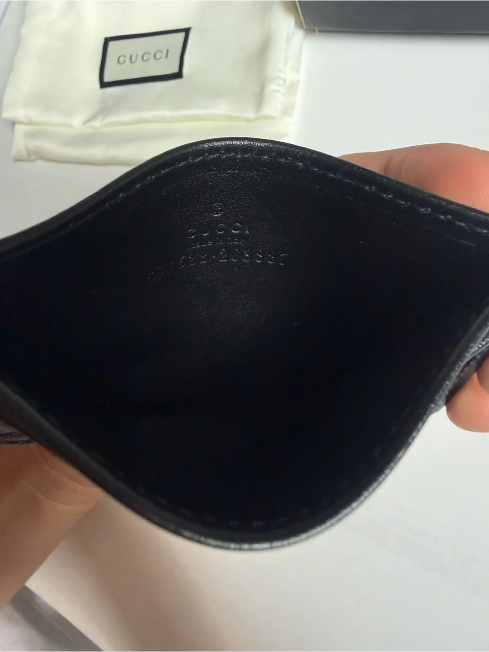 Gucci Rhombus Calfskin Leather Card Holder NWB
